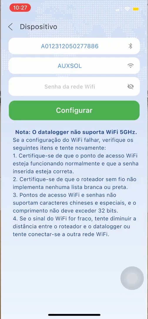 Captura real do aplicativo AUXSOL usada no guia ilustrado