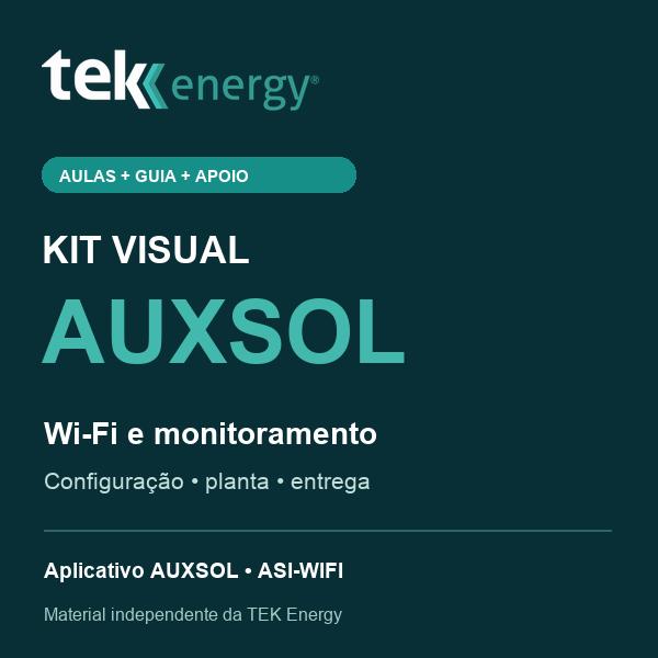 Capa do Kit Visual AUXSOL da TEK Energy: Wi-Fi, monitoramento e triagem de comunicação
